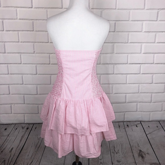 LILLY PULITZER Pink Seersucker Ruffle Dress sz M - Picture 3 of 8